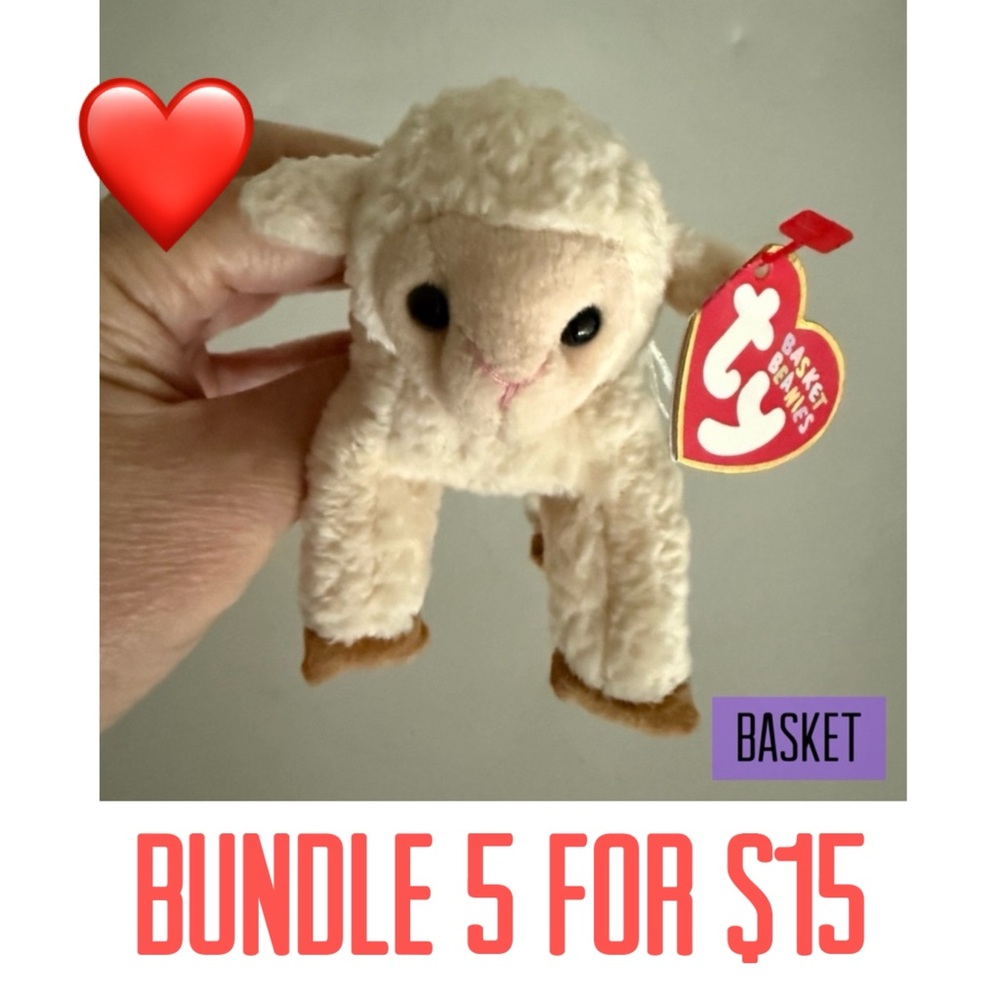 ❤️Bundle 5 for $15❤️ 2001 Ewey the Lamb 🐑 BASKET Beanie Baby